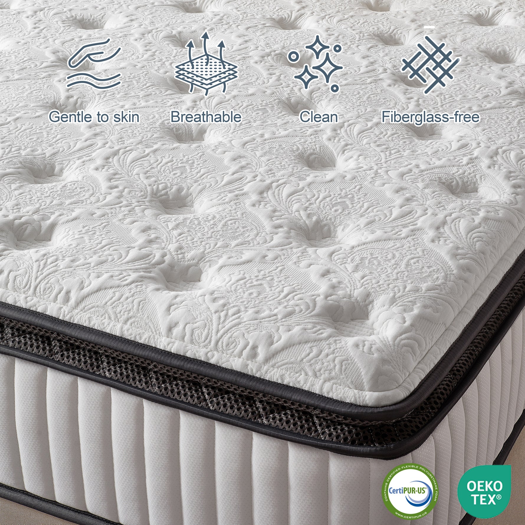 Breathable Knitted Fabric and 3D Mesh Panels – Keeps You Cool and Dry for a Comfortable Night's Sleep