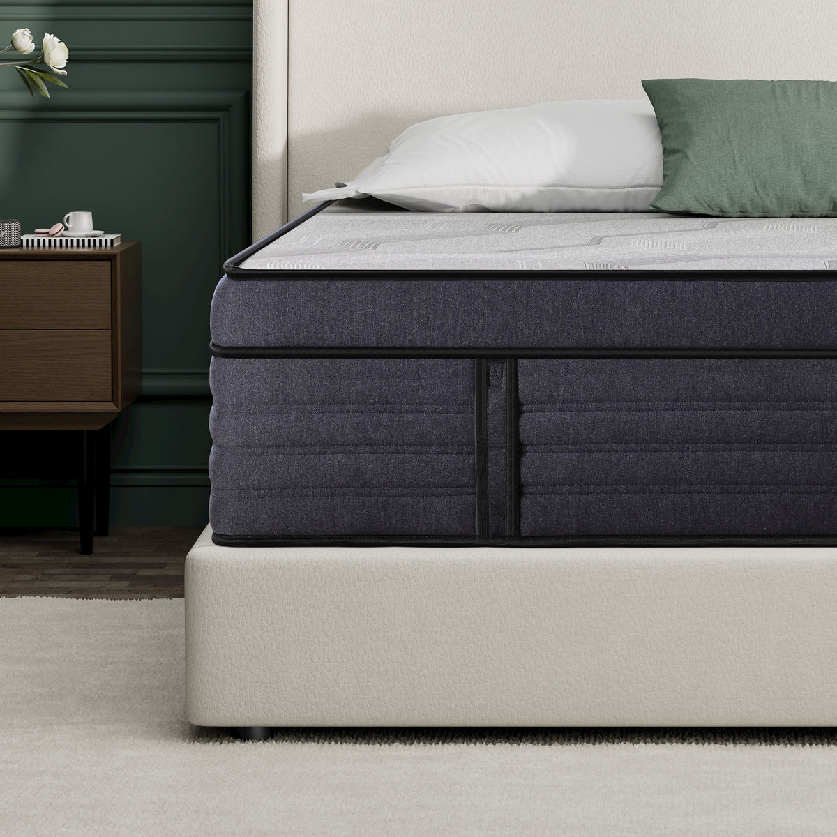 Reinforced Edge Support in 15-Inch Hybrid Mattress – Prevents Sagging and Provides Steady Edge-to-Edge Comfort