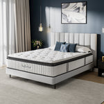 Side view of Suiforlun hybrid mattress, showcasing premium materials, reinforced edges, and breathable 3D mesh fabric for enhanced airflow and durability.