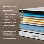 Bamboo hybrid mattress layers showing foam comfort and pocketed coil support