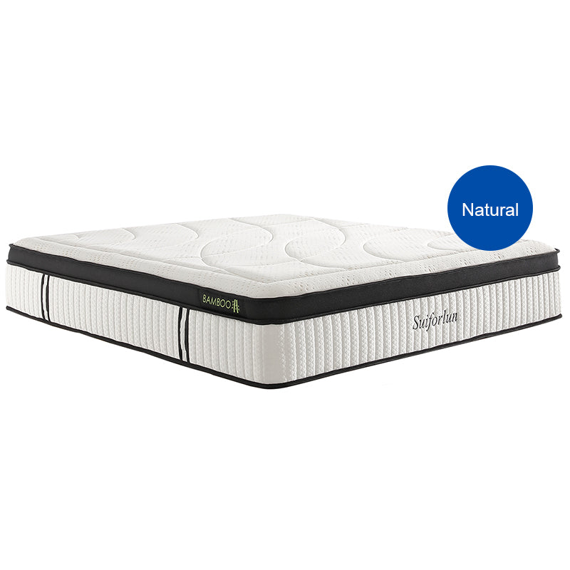 Hybrid mattress with bamboo fiber cover for breathable and natural comfort