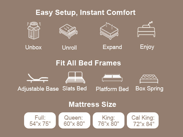 Easy setup bamboo hybrid mattress compatible with common bed frames