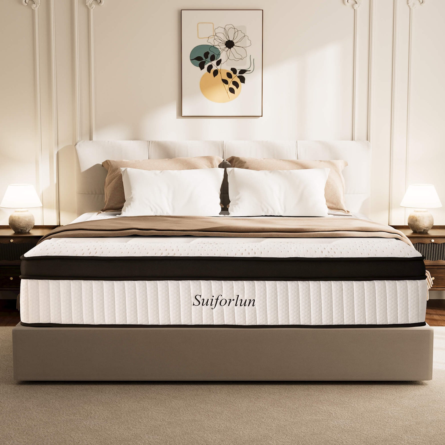 Bamboo hybrid mattress front view with supportive and breathable design