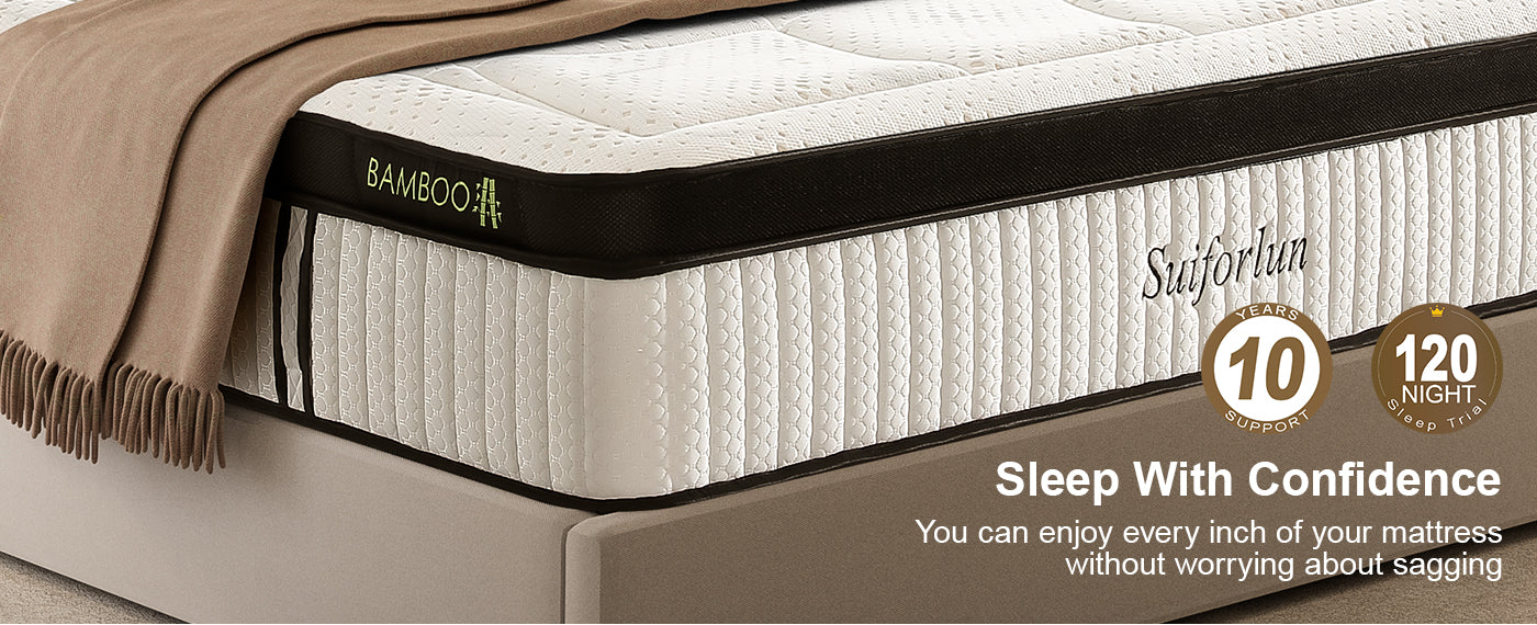 Bamboo hybrid mattress with 120 night trial and long term warranty