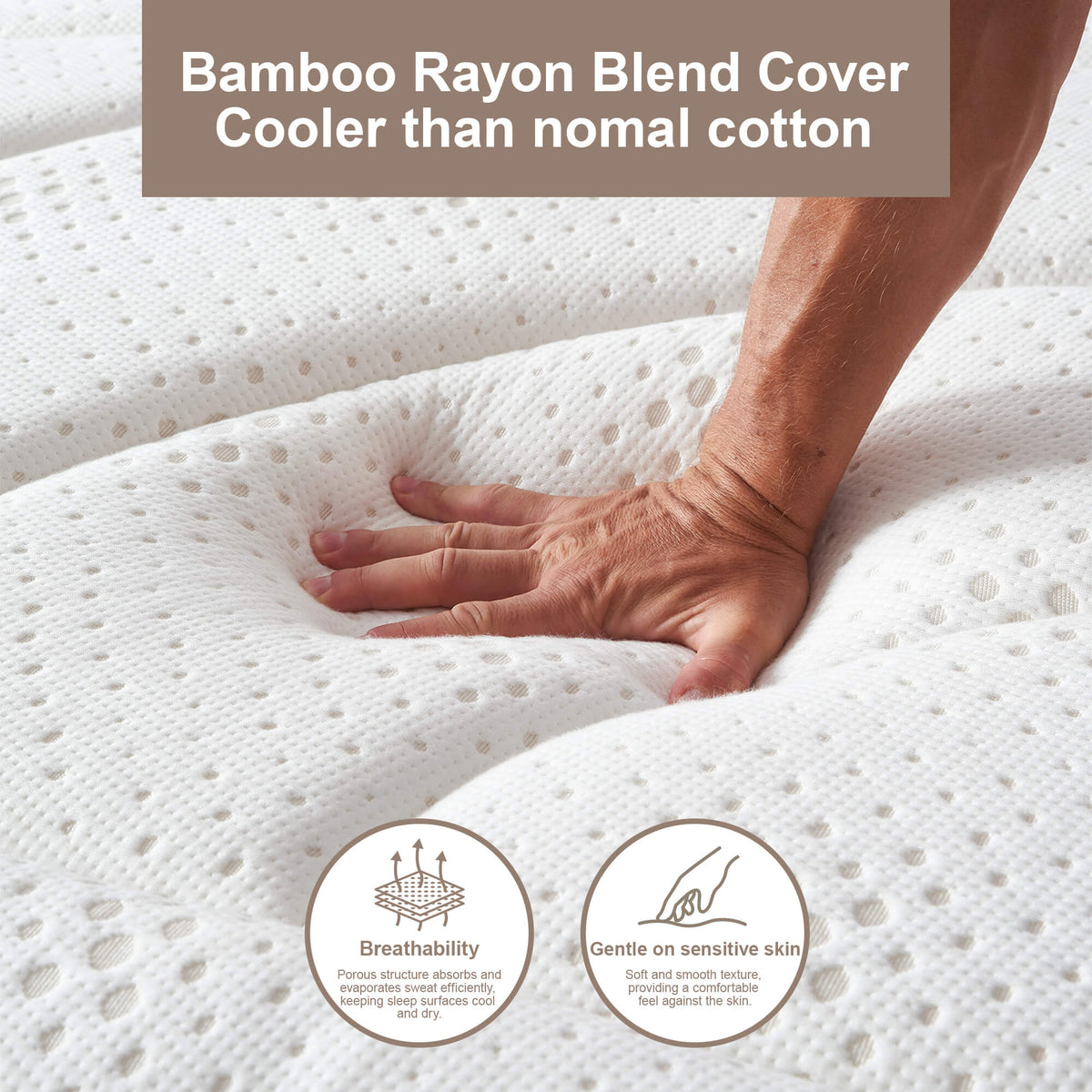 Bamboo rayon blend mattress cover with breathable and cooling texture